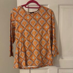 Elegant Orange Patterned Blouse